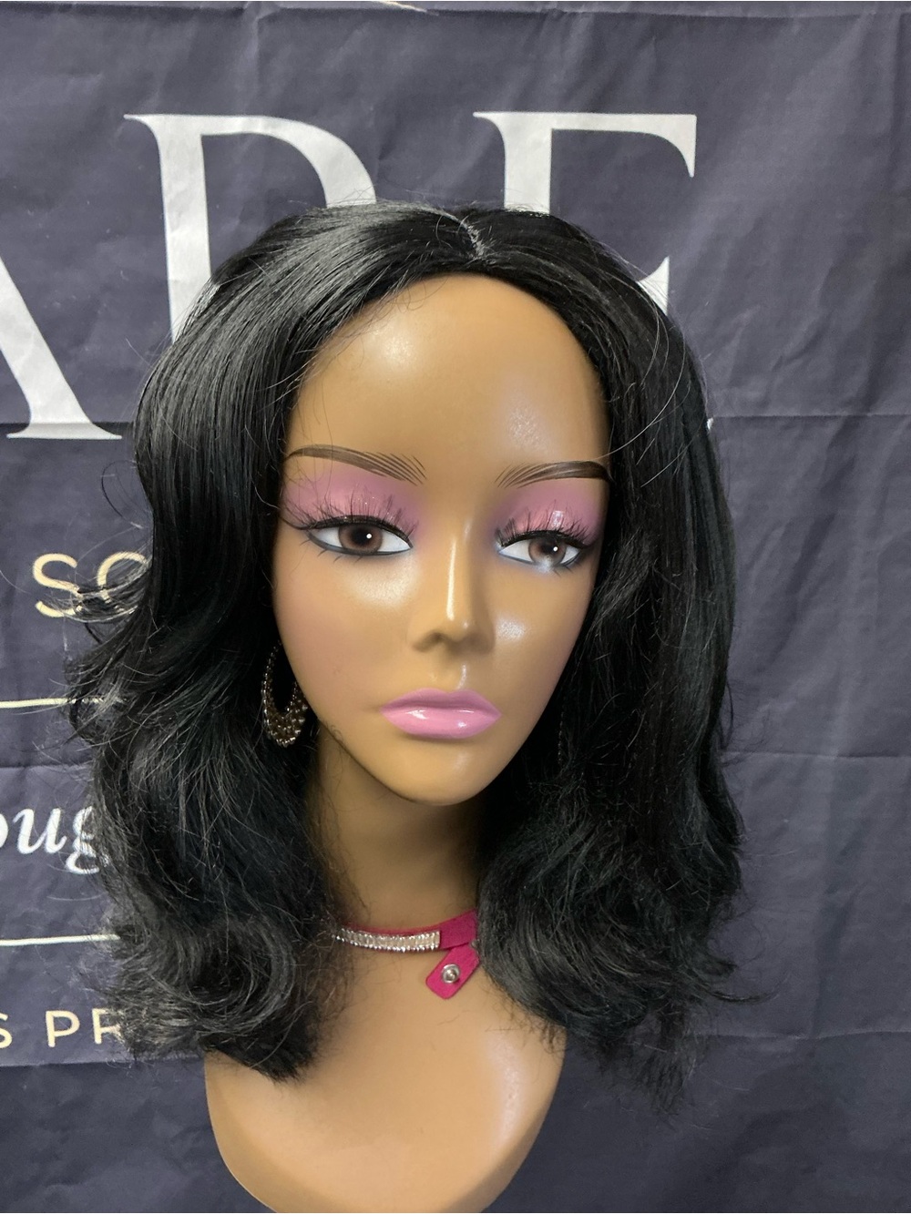 Black Mid-Length Natural Wave Women's Wig - Black